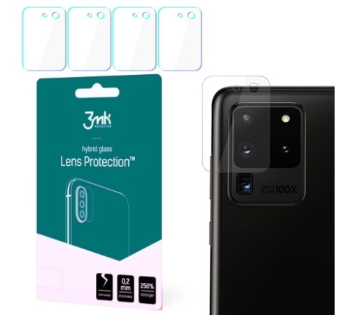 Hybridní sklo 3mk Lens ochrana kamery pro Samsung Galaxy S20 Ultra, 4ks