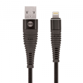 Dátový kábel Forever Lightning 1m 2A shark textilné, čierna