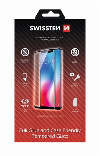 Tvrzené sklo Swissten Full Glue, Color Frame, Case Friendly pro Samsung Galaxy A8 2018/A5 2018, černá 
