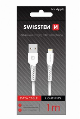 Dátový kábel Swissten USB / Lightning 1m, biela