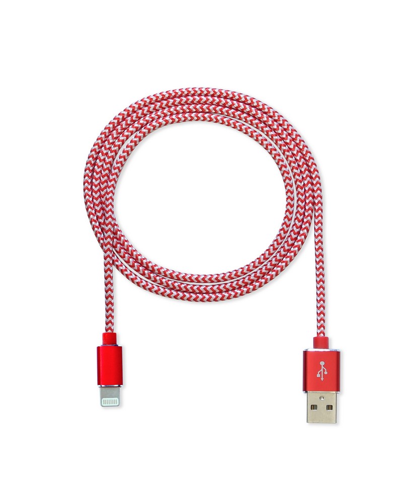 Datový kabel CUBE1 nylon USB > Lightning, 1m, červená