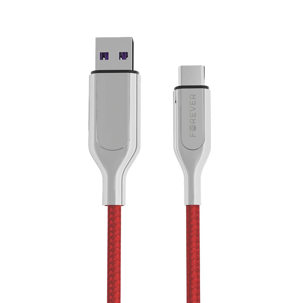 Datový kabel Forever Core UBC-C na USB-C PD 1,5m 60W textilní, červená