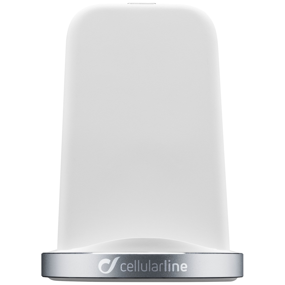Stojánek pro bezrátové nabíjení Cellularline Wireless Fast Charger Stand + Fast Charge adaptér 10W, Qi standard, bílý