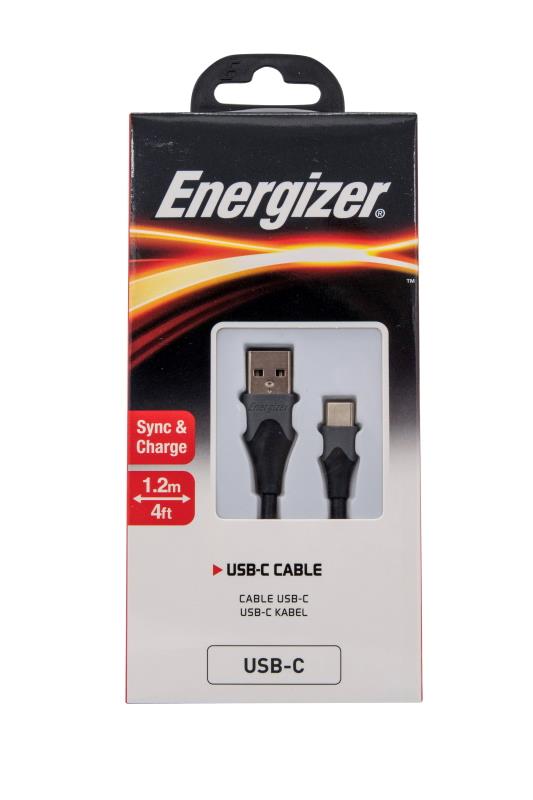 Datový kabel Energizer USB-C 1,2m 2,4A silikonový, černá