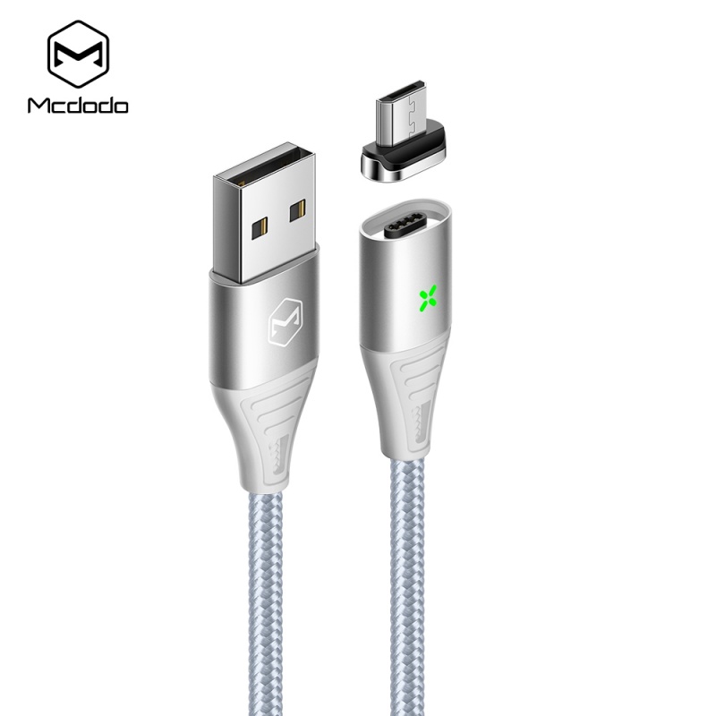 Datový kabel Mcdodo Storm Series Micro USB Magnetic Cable, stříbrná 