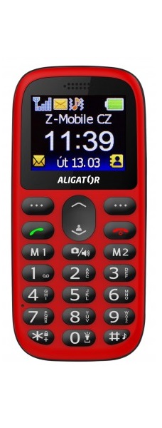 Aligator A510 Senior + nabíjecí stojánek červená/černá