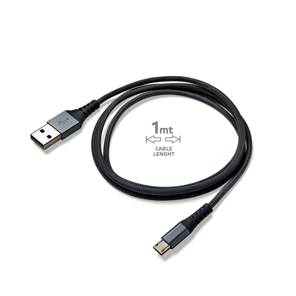Dátový USB kábel CELLY s microUSB, nylonový, 1 m, čierny