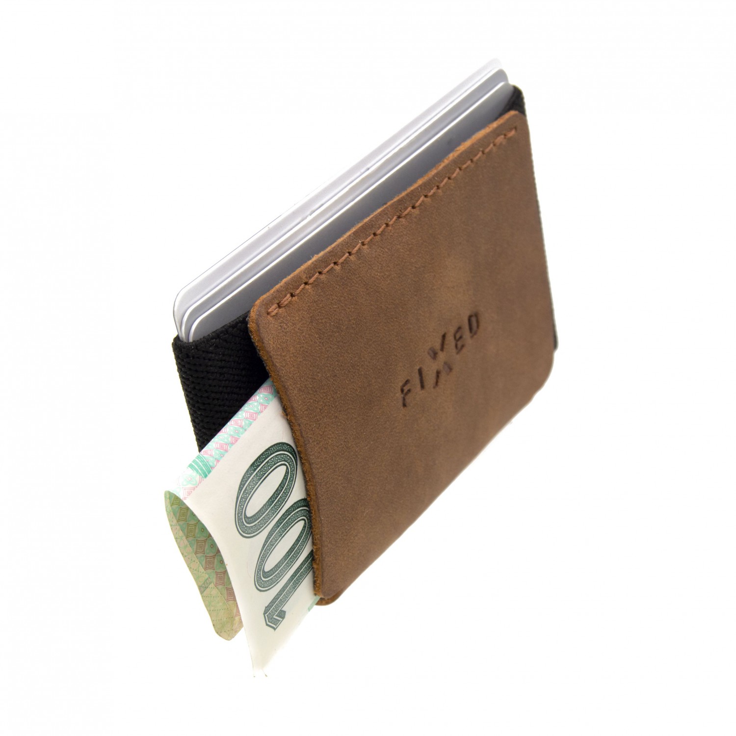 FIXED Tiny Wallet Kožená peněženka z pravé hovězí kůže, hnědá