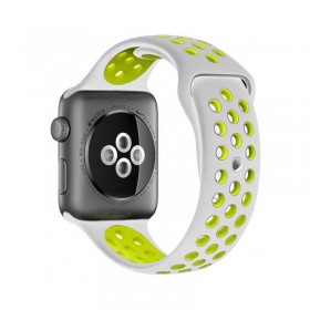 Silikónový remienok COTEetCI Sports Dot Band pre Apple Watch 42 / 44mm, sivá, žltozelená