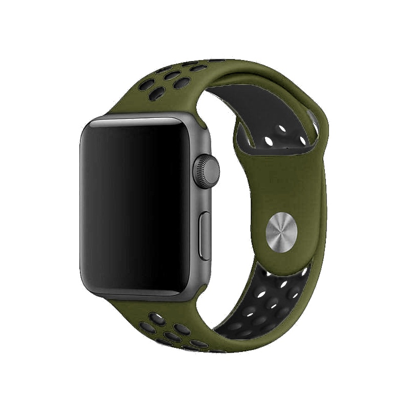Silikonový řemínek COTEetCI Sports Dot Band pro Apple Watch 42/44mm, tmavě zelená-černá