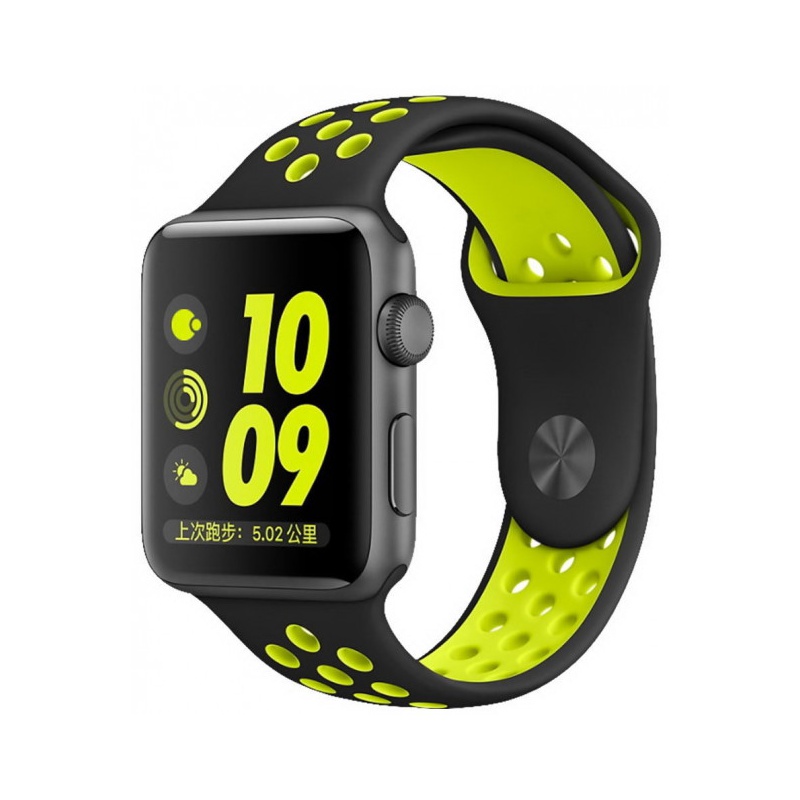 Silikonový řemínek COTEetCI Sports Dot Band pro Apple Watch 42/44mm, černá-žlutozelená