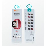 Nylonový řemínek COTEetCI Magic Tape Strap pro Apple Watch 42/44mm, ibiškově červená