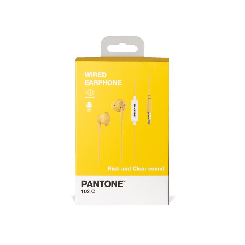 Drátová sluchátka Pantone, žlutá