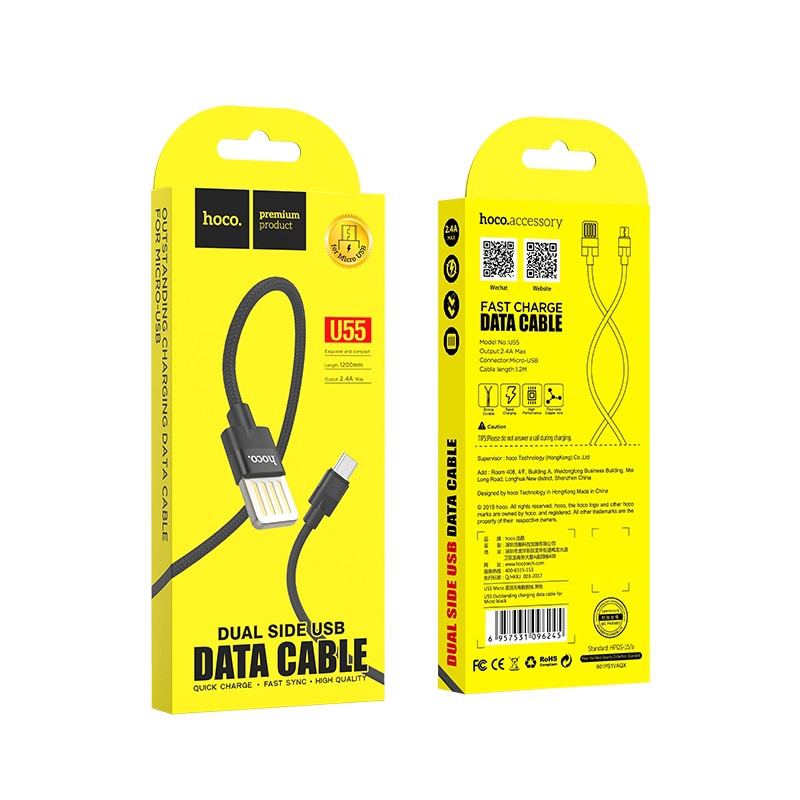 Datový kabel Hoco Outstanding Charging, Micro USB, 1.2m, černá
