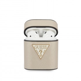Guess Saffiano puzdro GUACA2VSATMLLG pre Airpods 1/2 beige