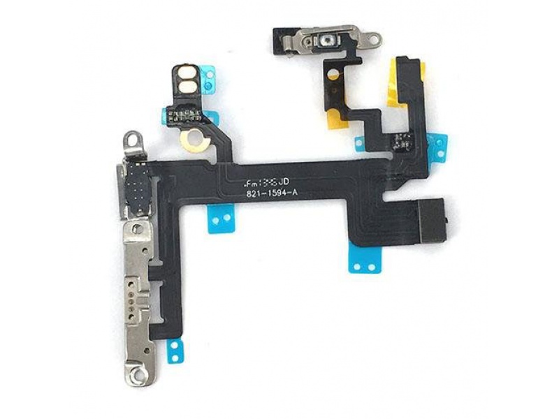 Tlačidlo zapnutia + tlačidlá hlasitosti flex kábel + Metal Plate pre Apple iPhone 5S
