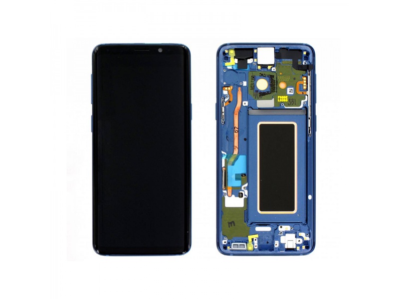 LCD + dotyk + rámček pre Samsung Galaxy S9, Coral blue (Service Pack)