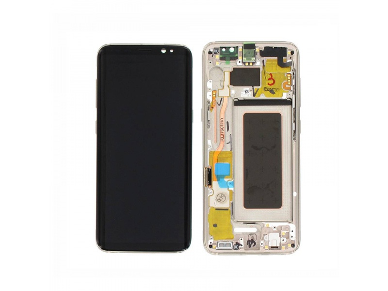 LCD + dotyk + rámček pre Samsung Galaxy S8, gold (Service Pack)