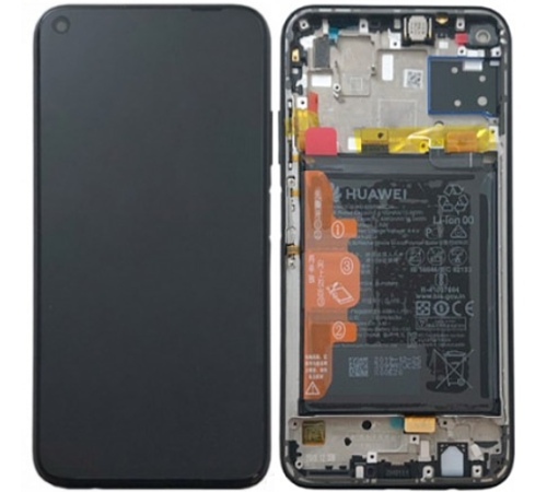 LCD + dotyk + rámček + batéria pre Huawei P40 Lite, midnight black (Service Pack)