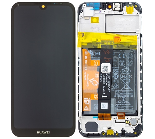 LCD + dotyk + predný kryt + batérie pre Huawei Y5 2019, black (Service Pack)