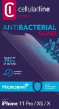Antimikrobiální ochranné tvrzené sklo Cellularline Antibiom pro Apple iPhone 11 Pro/X/XS, černá