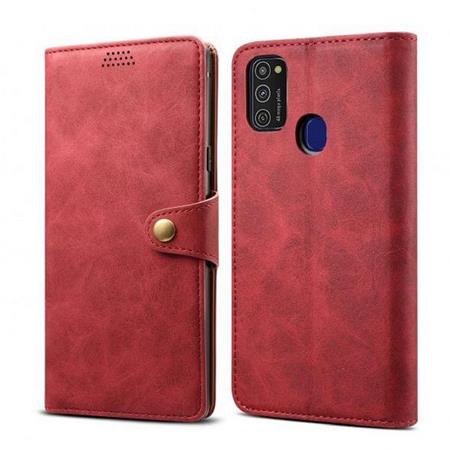 Lenuo Leather flipové pouzdro, obal, kryt pro Samsung Galaxy M21, red