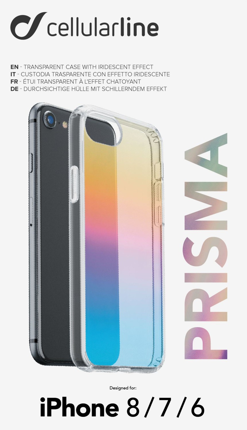 Cellularline Prisma duhový kryt, pouzdro, obal Apple iPhone SE 2020/8/7/6, polotransparentní