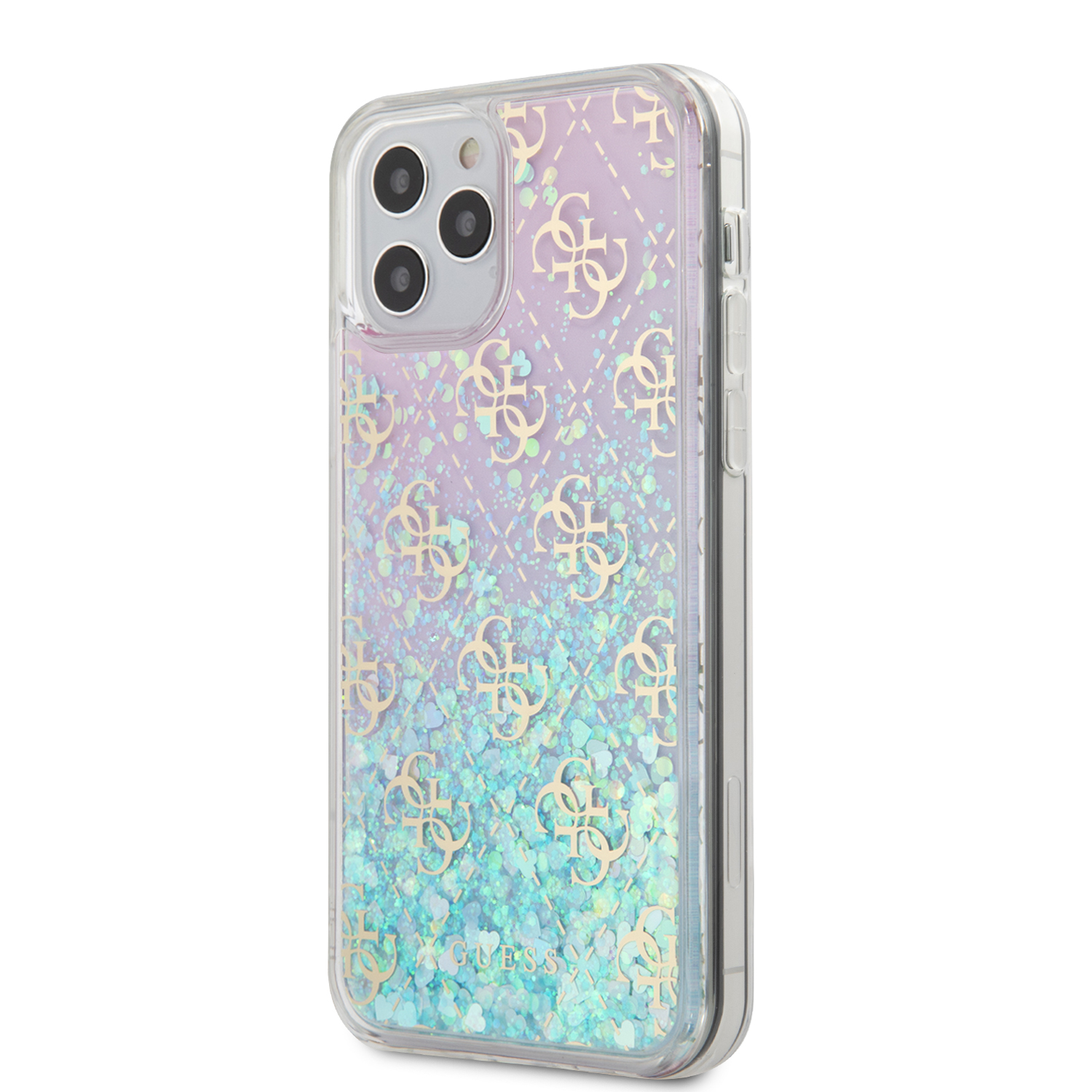 Guess 4G Liquid Glitter Zadný kryt GUHCP12LLG4GGBLPI Apple iPhone 12 Pro Max iridescent