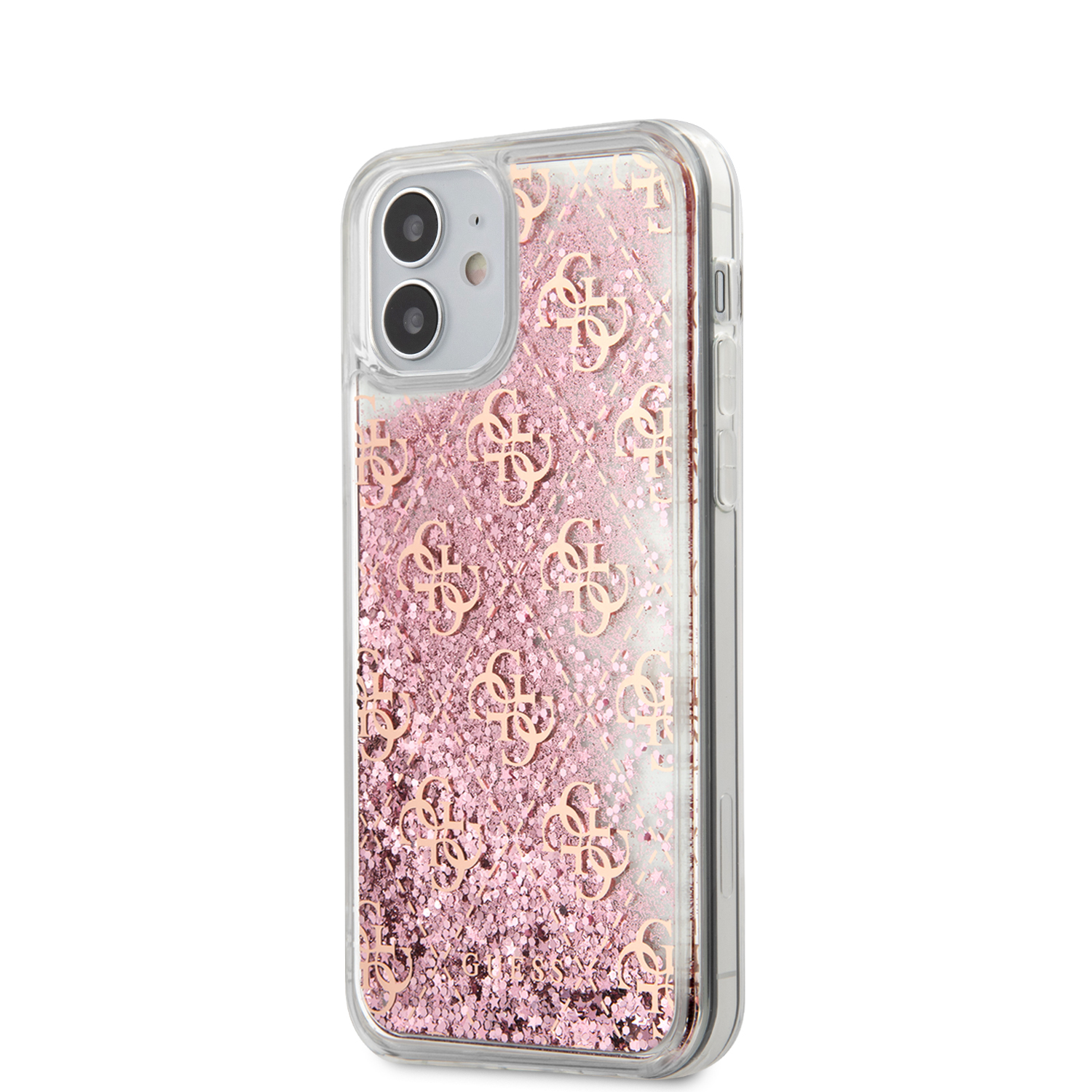 Guess 4G Liquid Glitter Zadní kryt GUHCP12SLG4GSPG Apple iPhone 12 mini pink