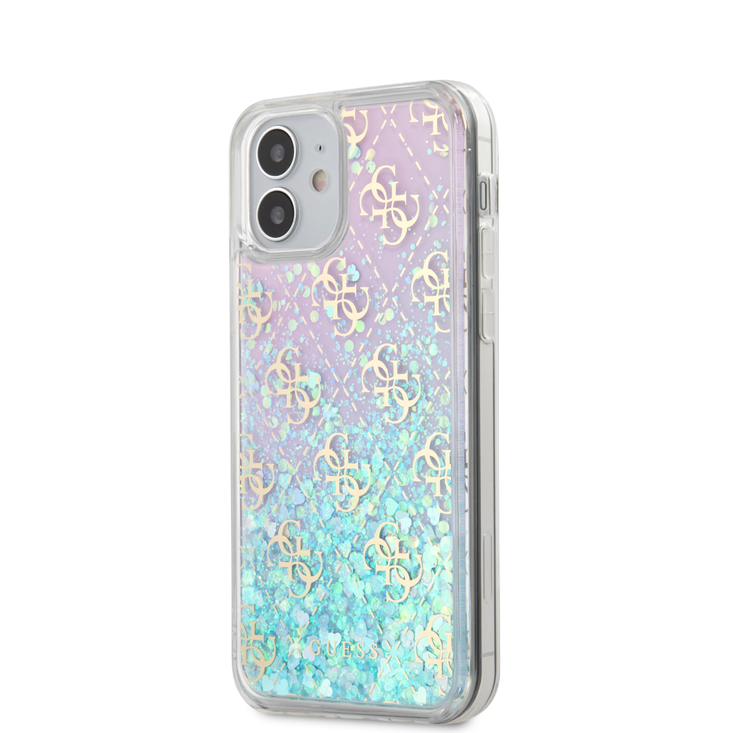 Guess 4G Liquid Glitter Zadní kryt GUHCP12SLG4GGBLPI Apple iPhone 12 mini iridescent