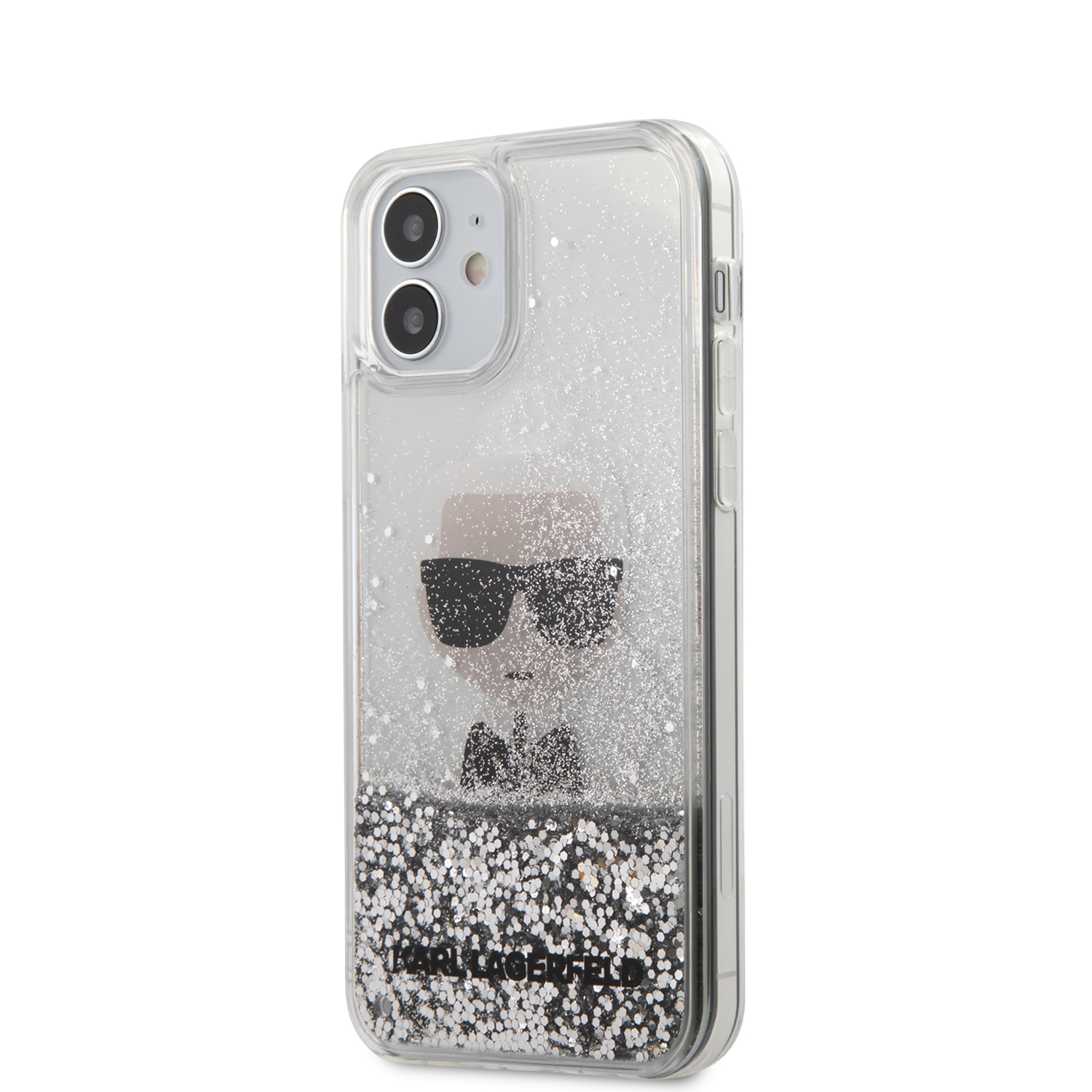 Karl Lagerfeld Liquid Glitter Iconic kryt KLHCP12SGLIKSL Apple iPhone 12 mini silver