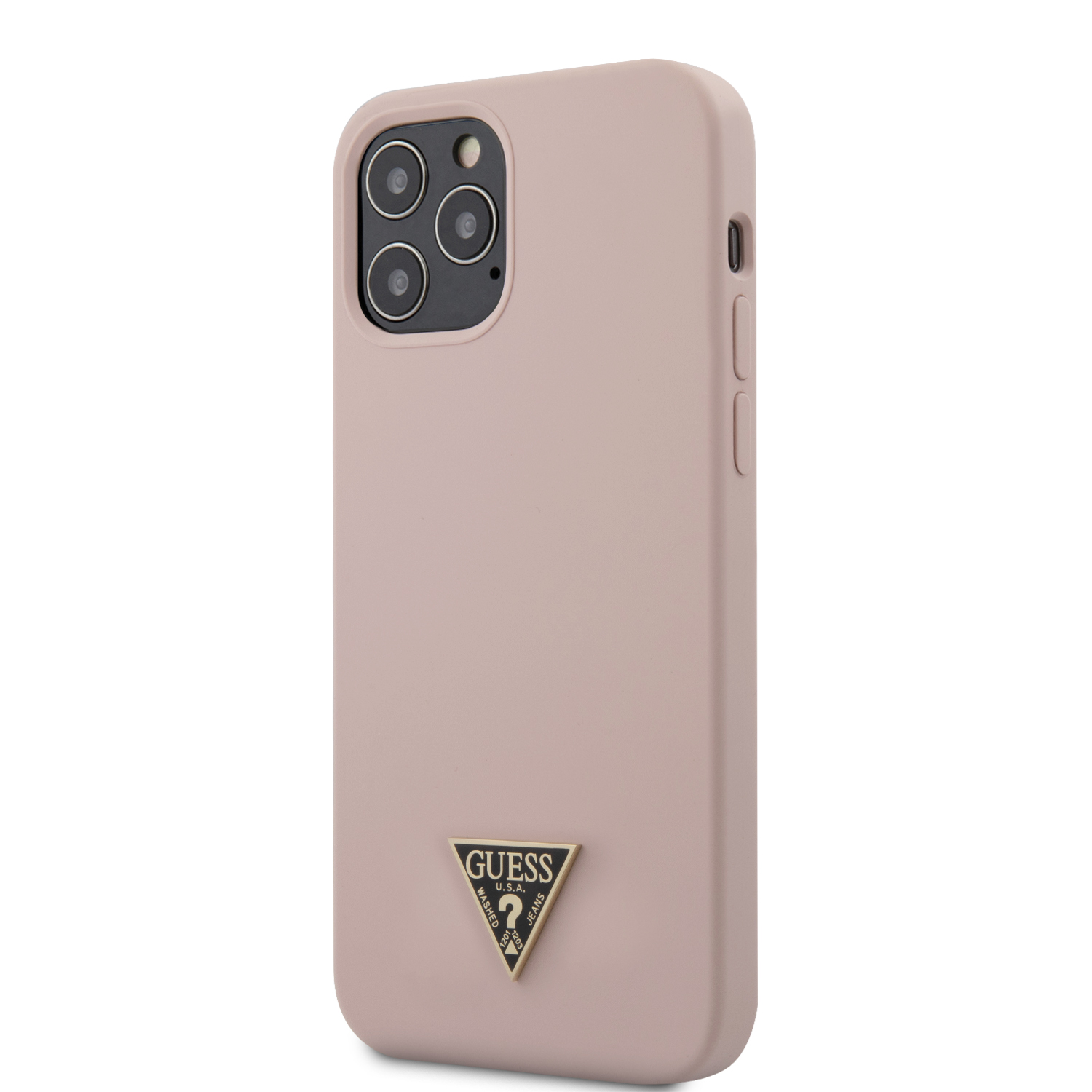 Guess Metal Triangle silikonový kryt GUHCP12MLSTMLP Apple iPhone 12/12 Pro 6.1 light pink 