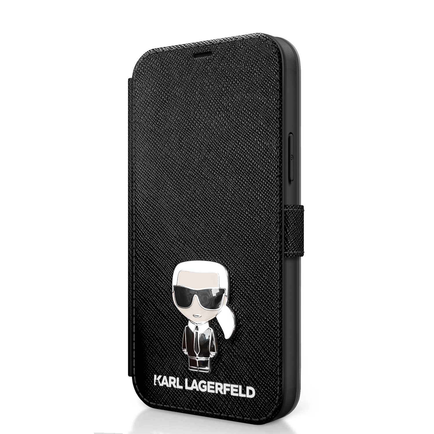Karl Lagerfeld Saffiano Iconic pouzdro flip KLFLBKP12LIKMSBK Apple iPhone 12 Pro Max black