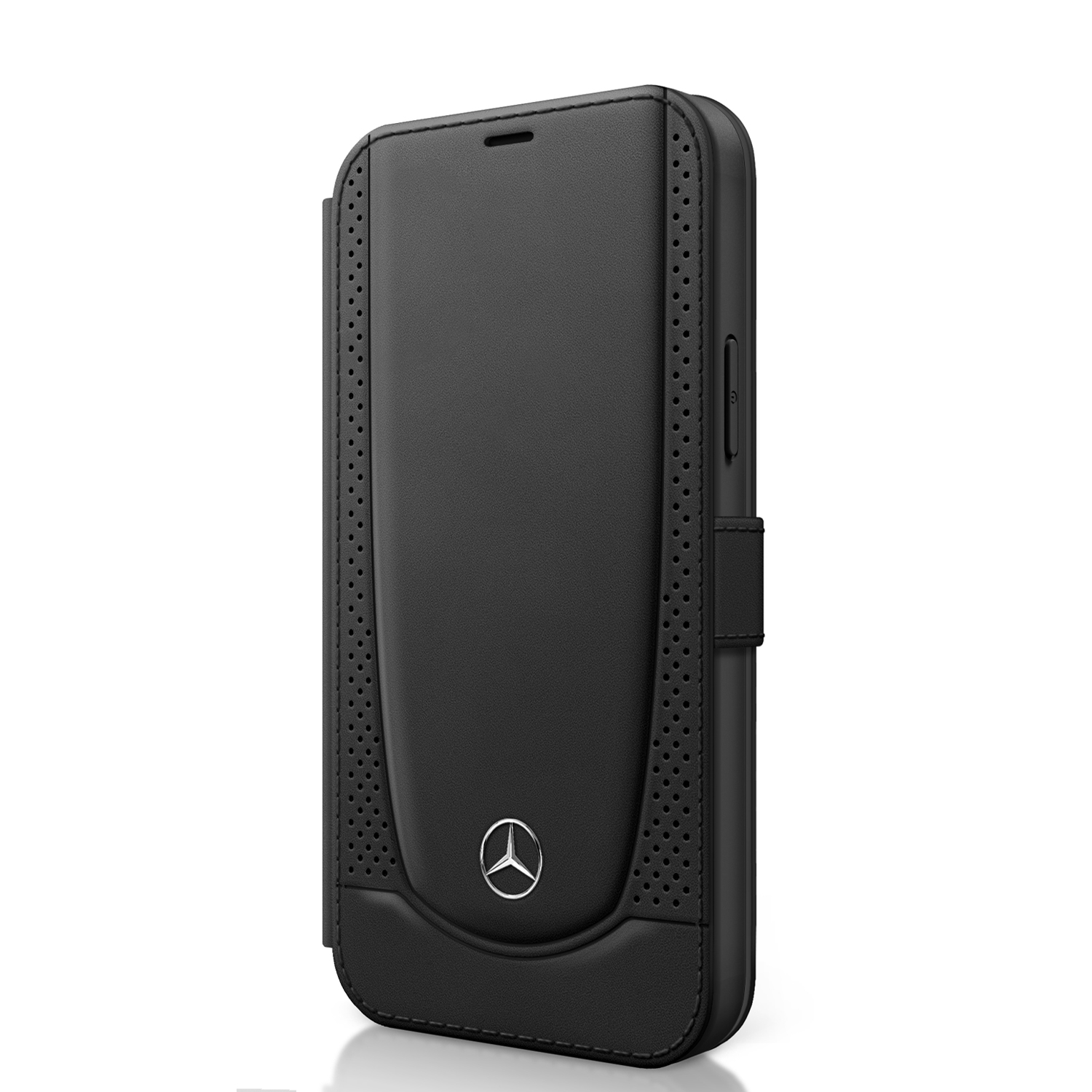 Mercedes Perforated flipové pouzdro MEFLBKP12MARMBK Apple iPhone 12/12 Pro black