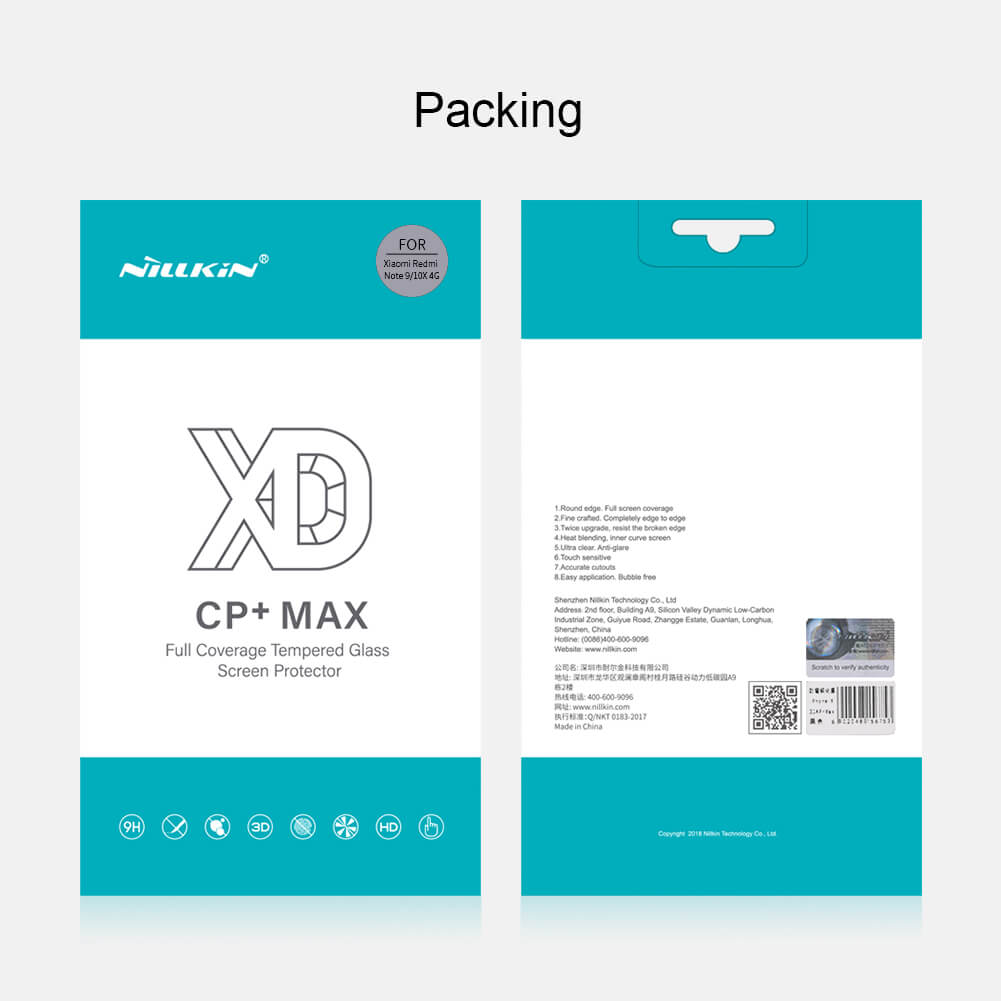 Tvrzené sklo Nillkin XD CP+MAX pro Xiaomi Redmi Note 9, černá