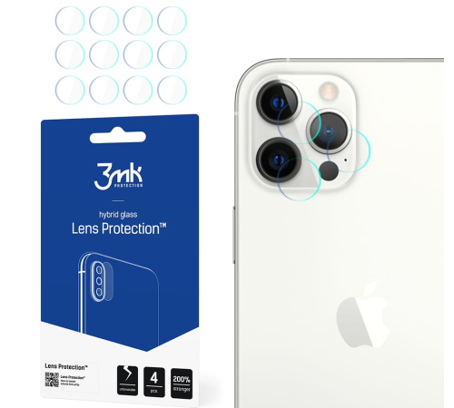 Hybridné sklo 3mk Lens ochrana kamery pre Apple iPhone 12 Pro Max (4ks)