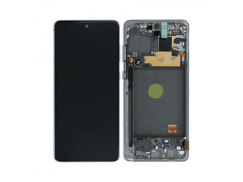 LCD + dotyk + rámček pre Samsung Galaxy Note 10 Lite, silver (Service Pack)