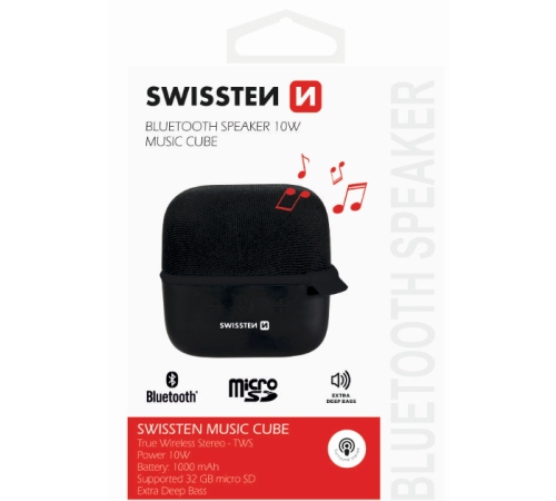 Bluetooth reproduktor SWISSTEN MUSIC CUBE, černá