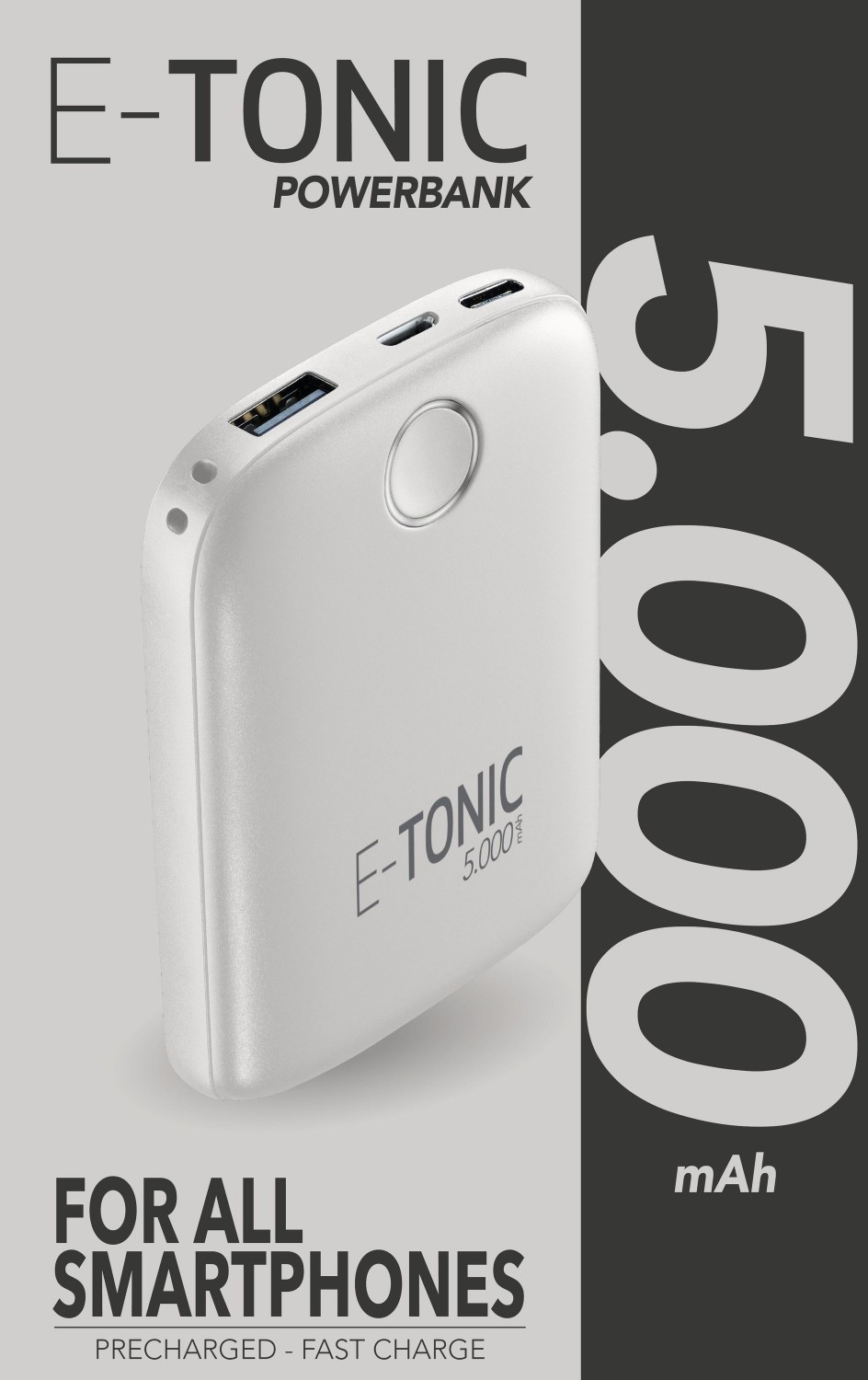Kompaktní powerbanka E-Tonic 5000 mAh bílá