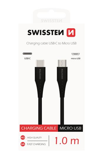 Datový kabel SWISSTEN USB-C / MICRO USB 1,0 m black