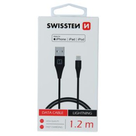 Dátový kábel SWISSTEN USB / LIGHTNING PFI 1,2 m black
