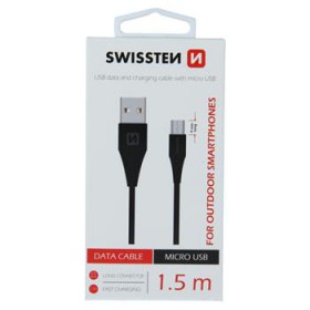 Dátový kábel SWISSTEN USB / USB-C 3.1 black 1,5m (9mm)