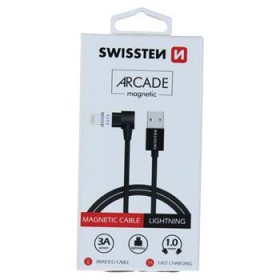 Dátový kábel SWISSTEN ARCADE magnetic USB / LIGHTNING 1,2m black