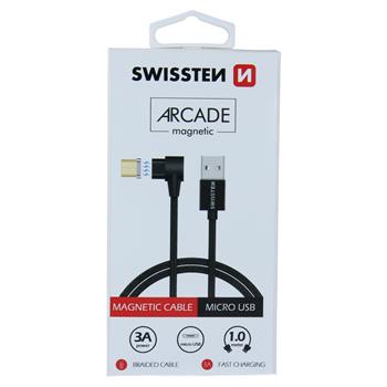 Datový kabel SWISSTEN ARCADE magnetic USB / microUSB 1,2m black