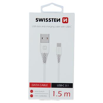 Datový kabel SWISSTEN USB / USB-C 3.1 (7mm) white 1,5m