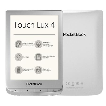 PocketBook 627 Touch Lux 4, Silver, 6&#39;&#39; E-ink 1024x758 LCD, WLAN b / g / n, 8GB / SD