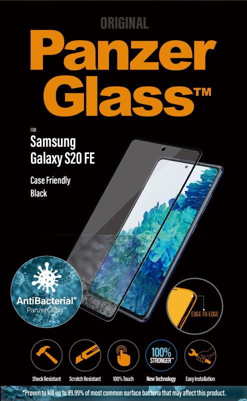 Antibakteriální ochranné sklo displeje PanzerGlass Edge to Edge pro Samsung Galaxy S20 FE, černá