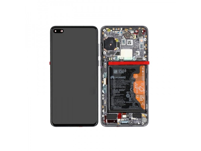 LCD + dotyk + rámček, batérie, senzor odtlačku prsta pre Huawei P40, black (Service Pack)