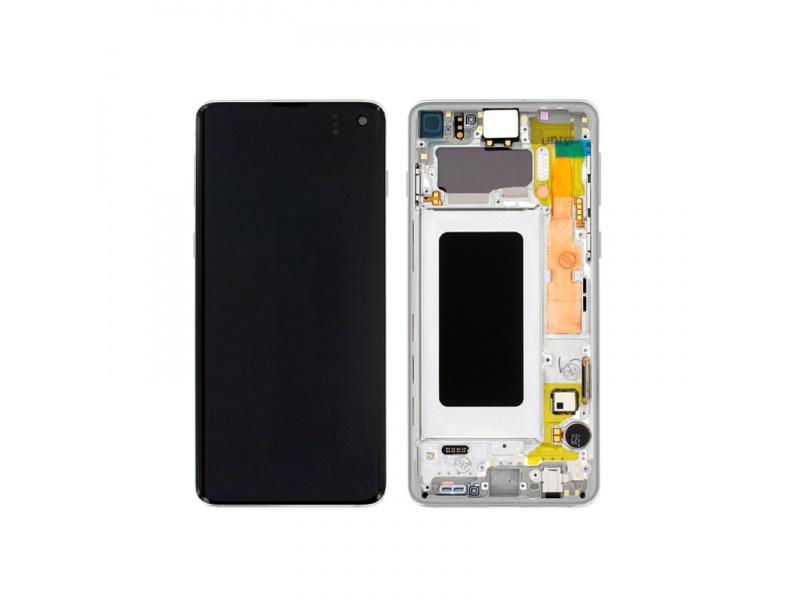 LCD + dotyk + rámček pre Samsung Galaxy S10, prism white (Service Pack)