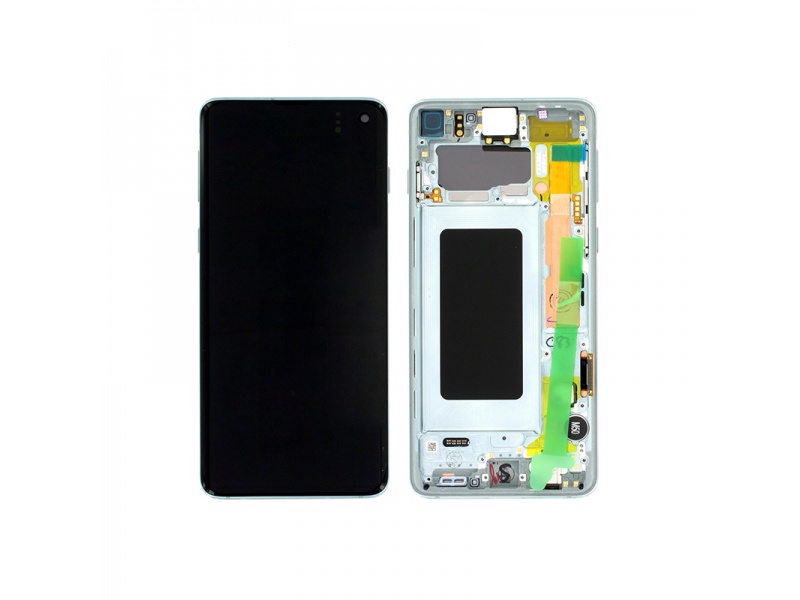 LCD + dotyk + rámček pre Samsung Galaxy S10, prism green (Service Pack)